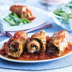 Schnitzelrolletjes met tomatensaus